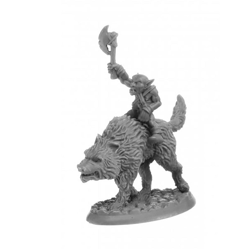 Mini - Reaper Bones Black 20306 Goblin Wolfrider with Axe