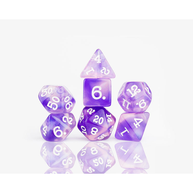 Dice 7-set Glaze (16mm) Purple