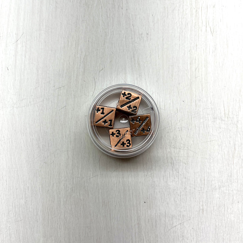 Dice Set 4d6 Counters Positive Metal (16mm) Copper / Black
