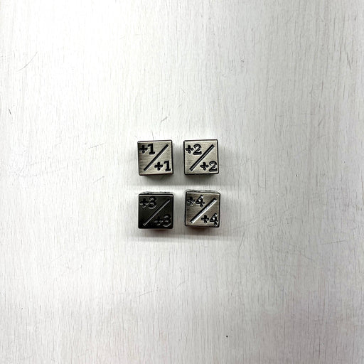 Dice Set 4d6 Counters Positive Metal (16mm) Silver / Black
