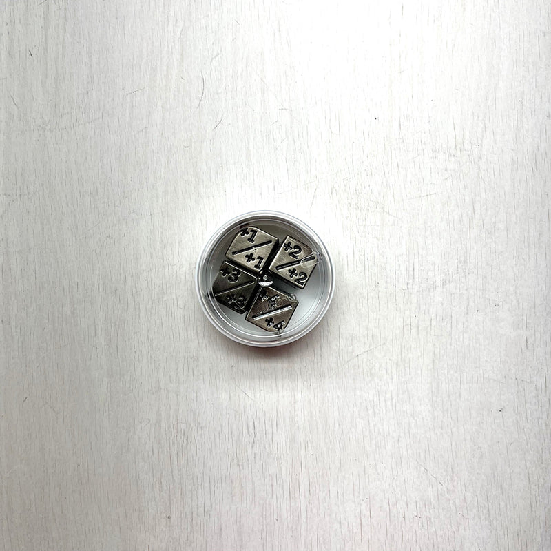 Dice Set 4d6 Counters Positive Metal (16mm) Silver / Black
