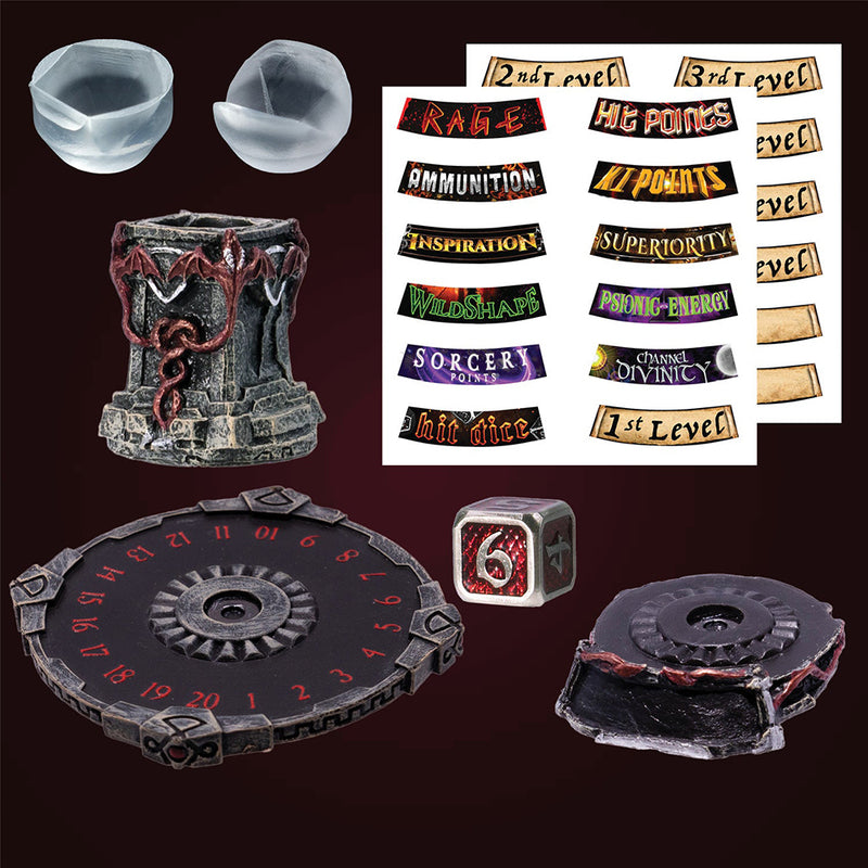 Dice Reliquary : Ability Tracker & d6 Metal Drakona