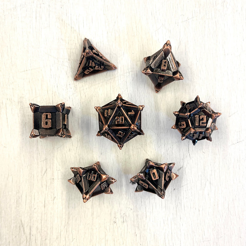 Dice 7-set Metal Thorncraft (16mm) RPG Set : Copper
