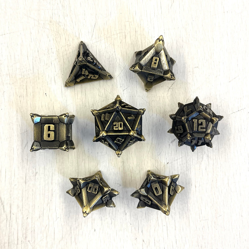 Dice 7-set Metal Thorncraft (16mm) RPG Set : Gold