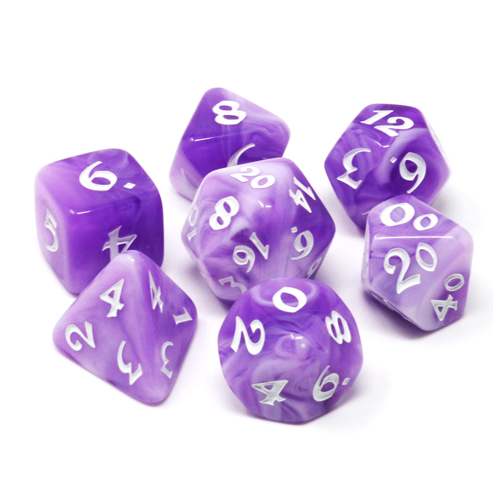 Dice Set Avalore Elessia Kybr (7ct, 16mm) Wisteria Winds — Twenty Sided