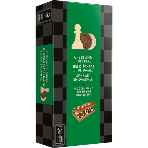 Chess and Checkers Set (11.5in) Folding Natural Wood