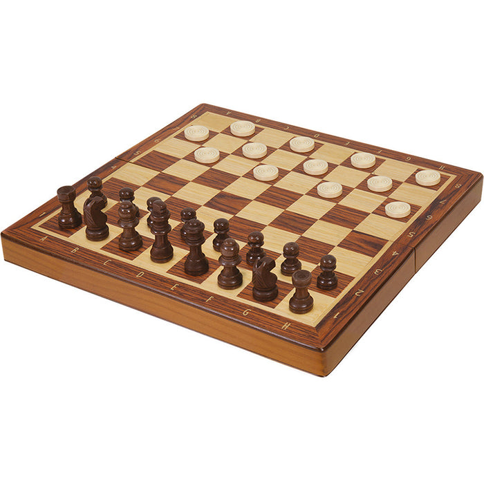 Chess and Checkers Set (11.5in) Folding Natural Wood