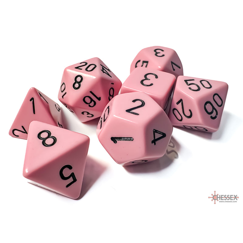 Dice 7-set Opaque (16mm) 25464 Pastel Pink / Black
