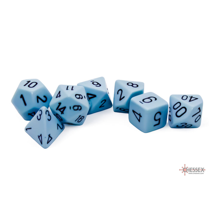 Dice 7-set Opaque (16mm) 25466 Pastel Blue / Black