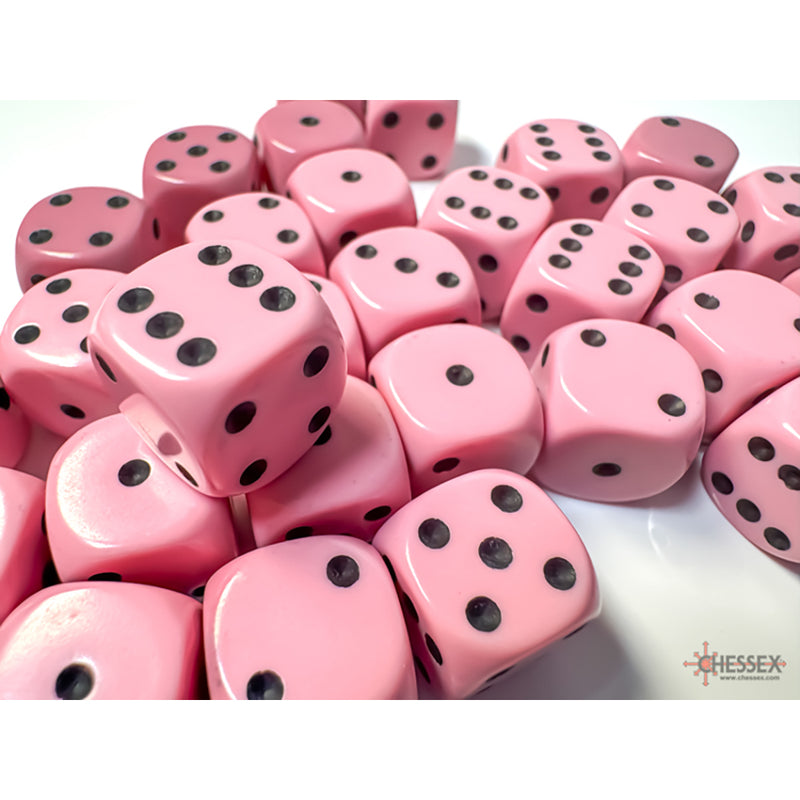 Dice Set 36d6 Opaque (12mm) 25864 Pastel Pink / Black