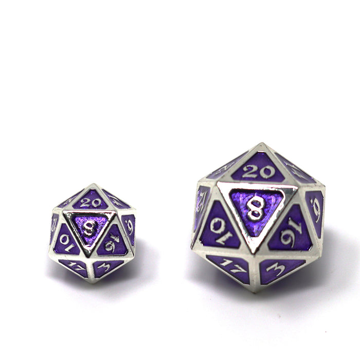 Dice 7-set Mini Metal (10mm) Platinum Amethyst