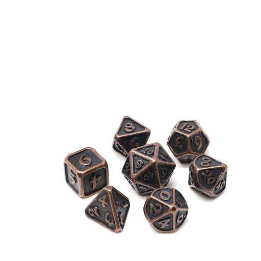 Dice 7-set Mini Metal (10mm) Dark Copper