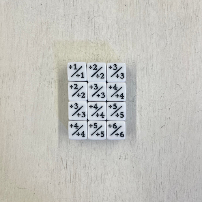 Dice Set 12d6 Counters Positive Opaque (16mm) White / Black — Twenty Sided™