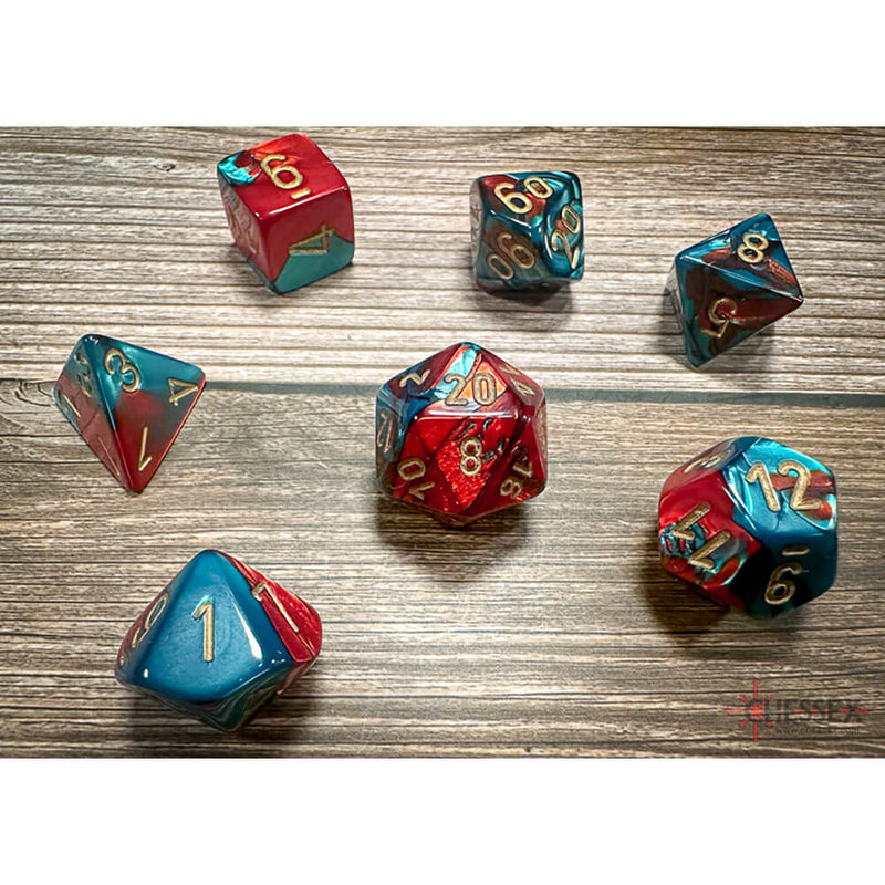 Dice 7-set Gemini (16mm) 26462 Red Teal / Gold