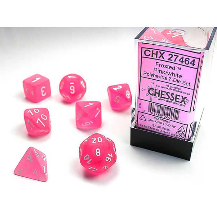 Dice 7-set Frosted (16mm) 27464 Pink / White