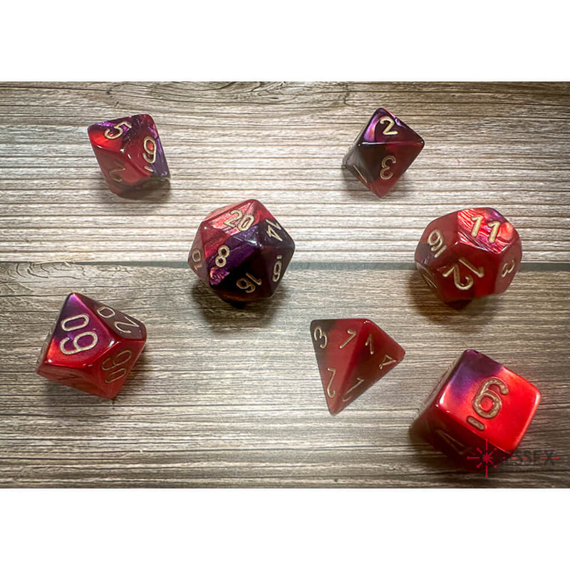 Dice 7-set Gemini (16mm) 26426 Purple Red / Gold