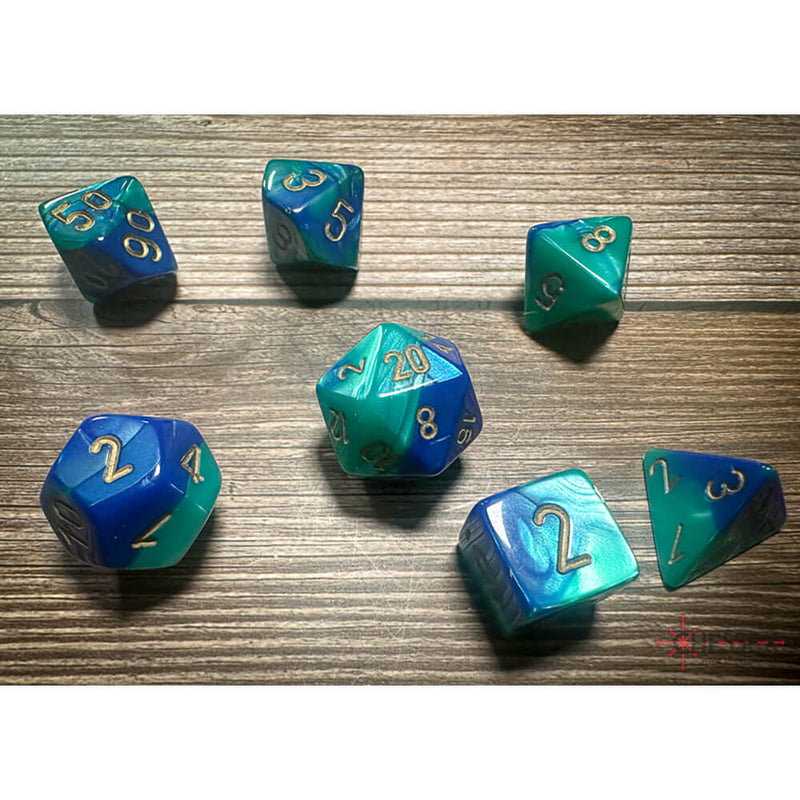 Dice 7-set Gemini (16mm) 26459 Blue Teal / Gold