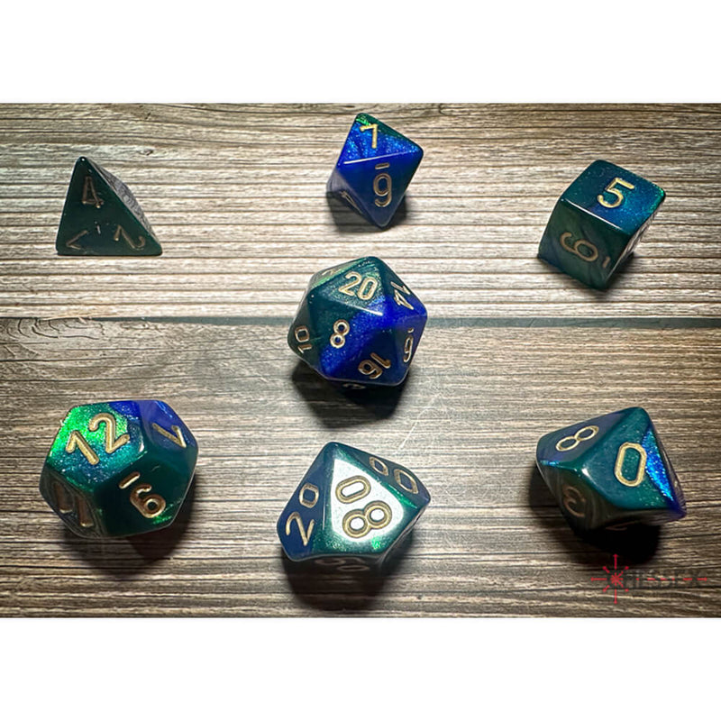Dice 7-set Gemini (16mm) 26436 Blue Green / Gold