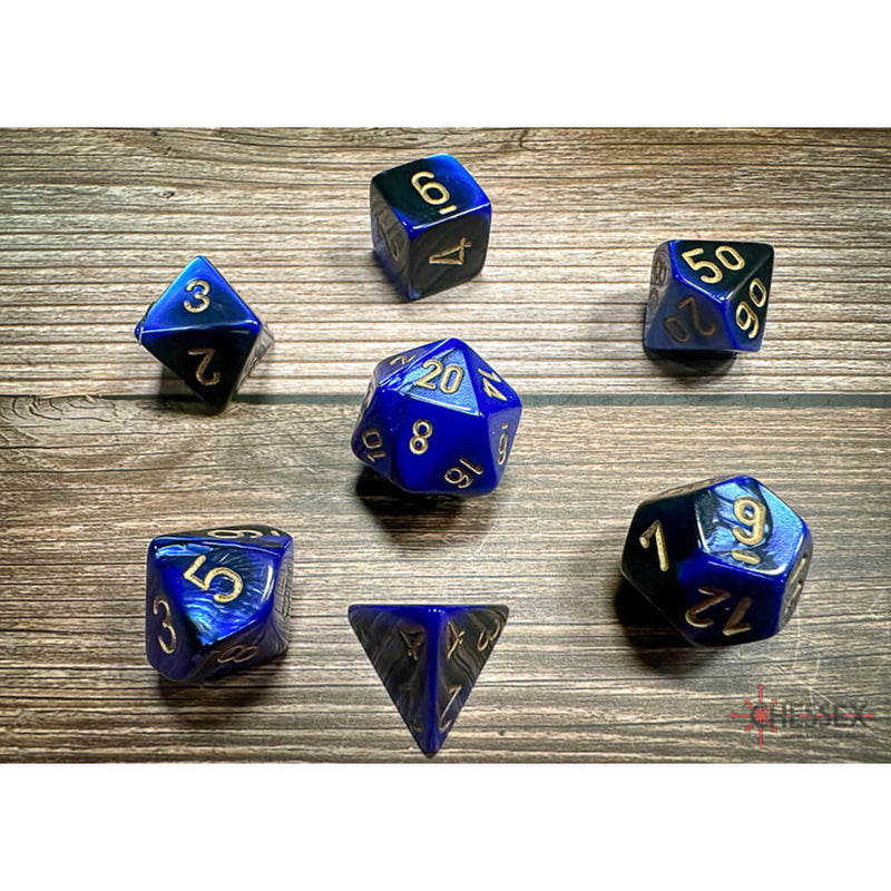 Dice 7-set Gemini (16mm) 26435 Black Blue / Gold