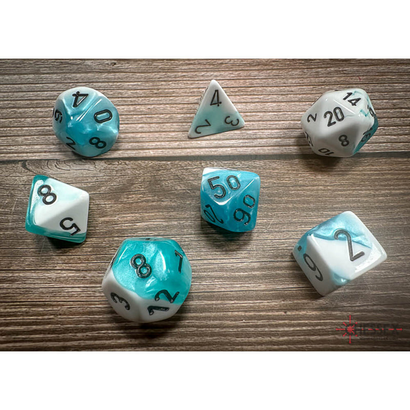 Dice 7-set Gemini (16mm) 26444 Teal White / Black