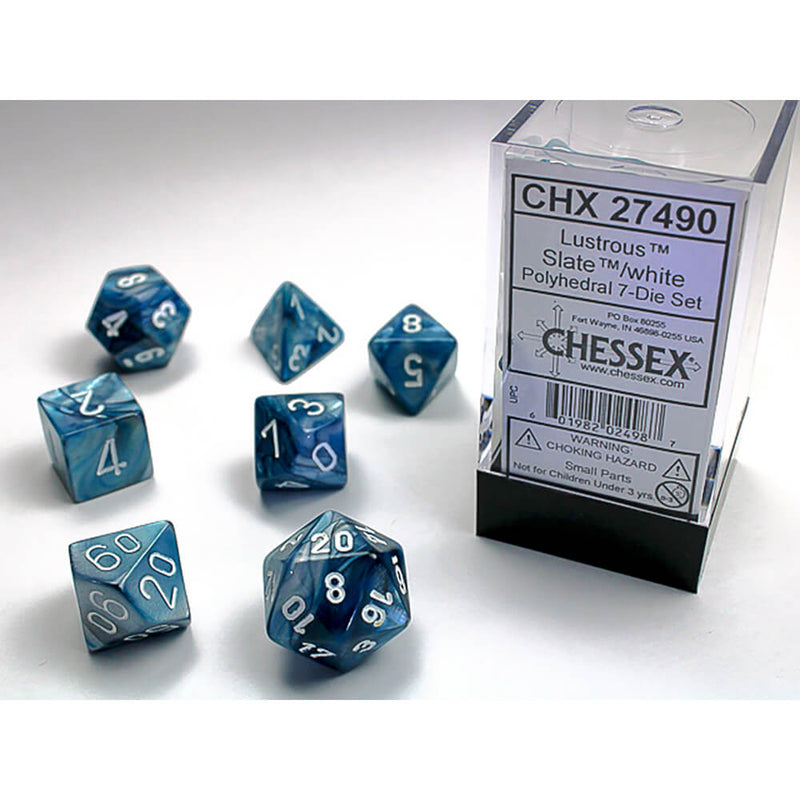 Dice 7-set Lustrous (16mm) 27490 Slate / White