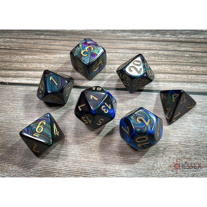 Dice 7-set Lustrous (16mm) 27499 Shadow / Gold