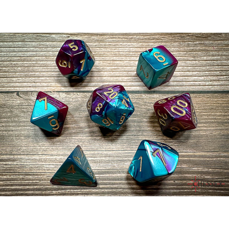 Dice 7-set Gemini (16mm) 26449 Purple Teal / Gold