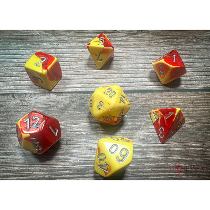 Dice 7-set Gemini (16mm) 26450 Red Yellow / Silver