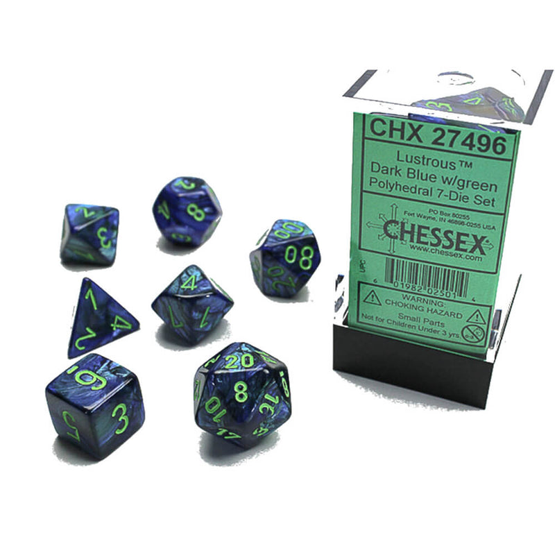 Dice 7-set Lustrous (16mm) 27496 Dark Blue / Green