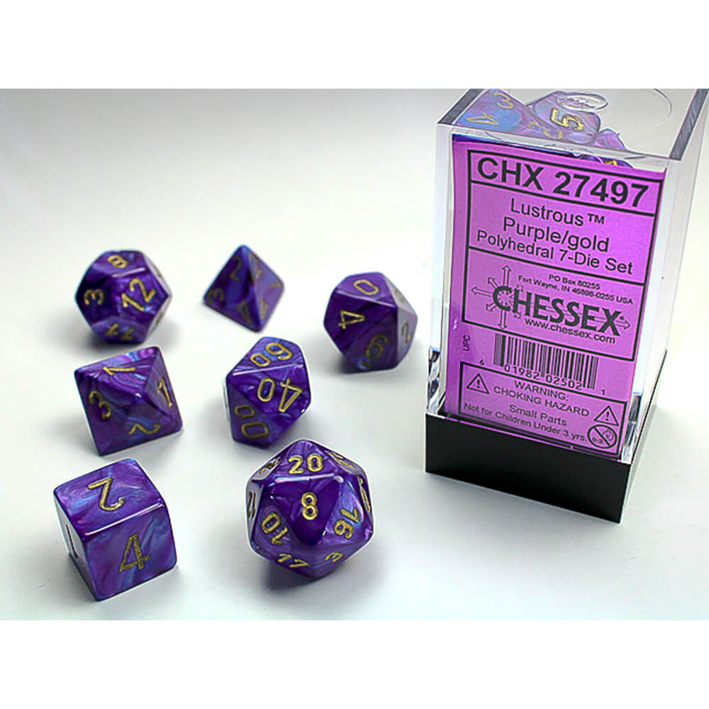 Dice 7-set Lustrous (16mm) 27497 Purple / Gold