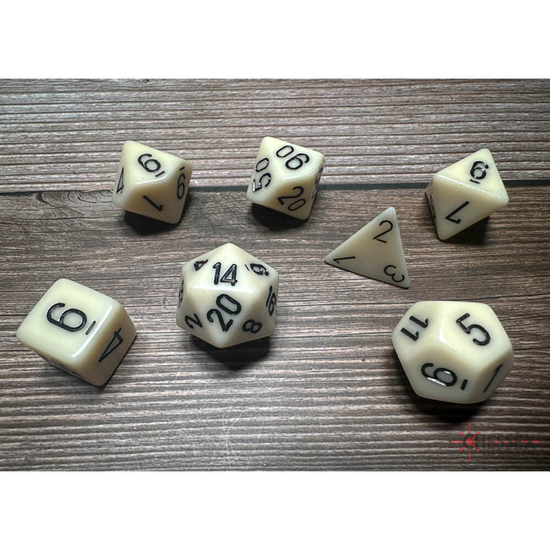 Dice 7-set Opaque (16mm) 25400 Ivory / Black