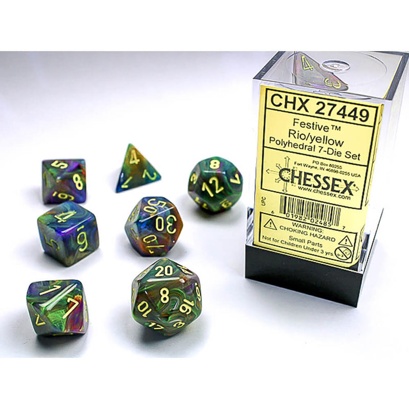 Dice 7-set Festive (16mm) 27449 Rio / Yellow