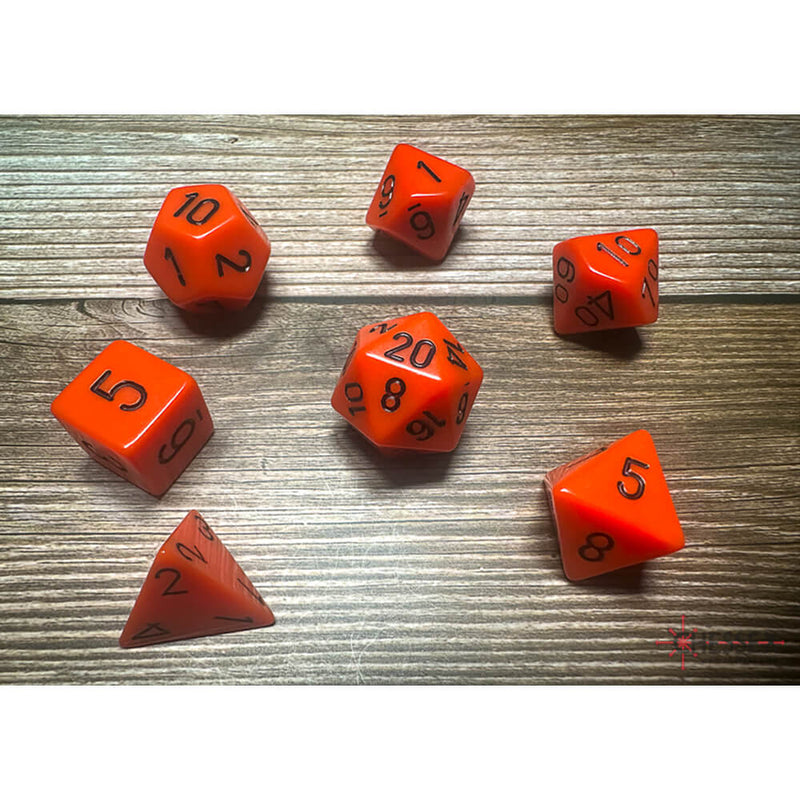 Dice 7-set Opaque (16mm) 25403 Orange / Black