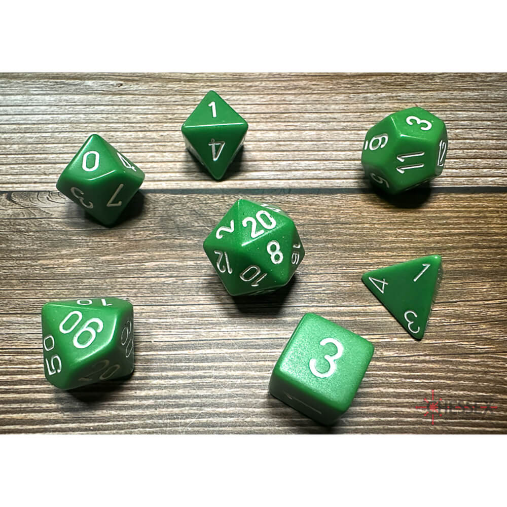 Dice 7-set Opaque (16mm) 25405 Green / White