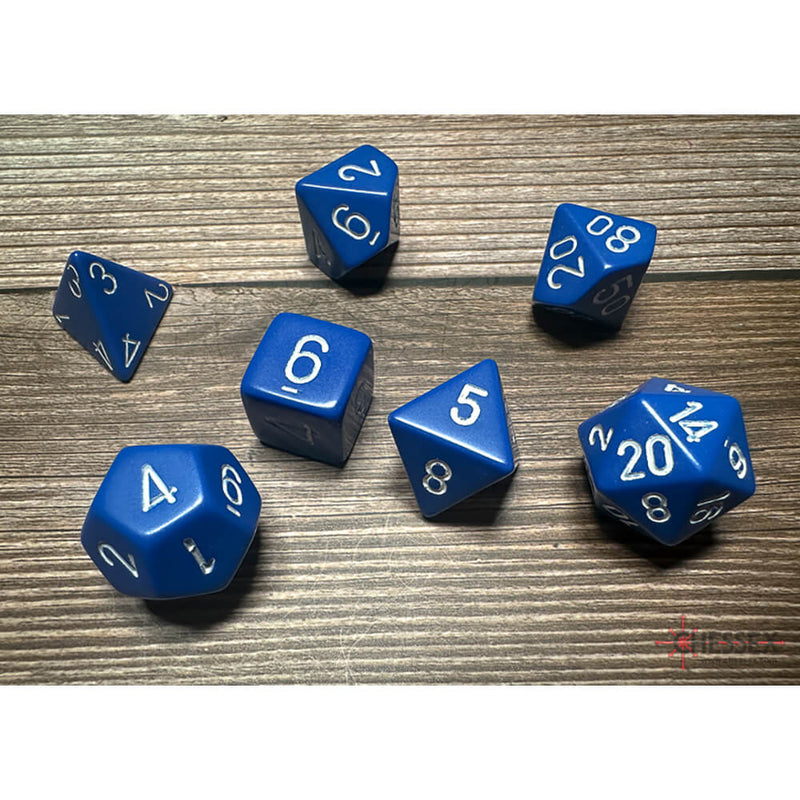 Dice 7-set Opaque (16mm) 25406 Blue / White