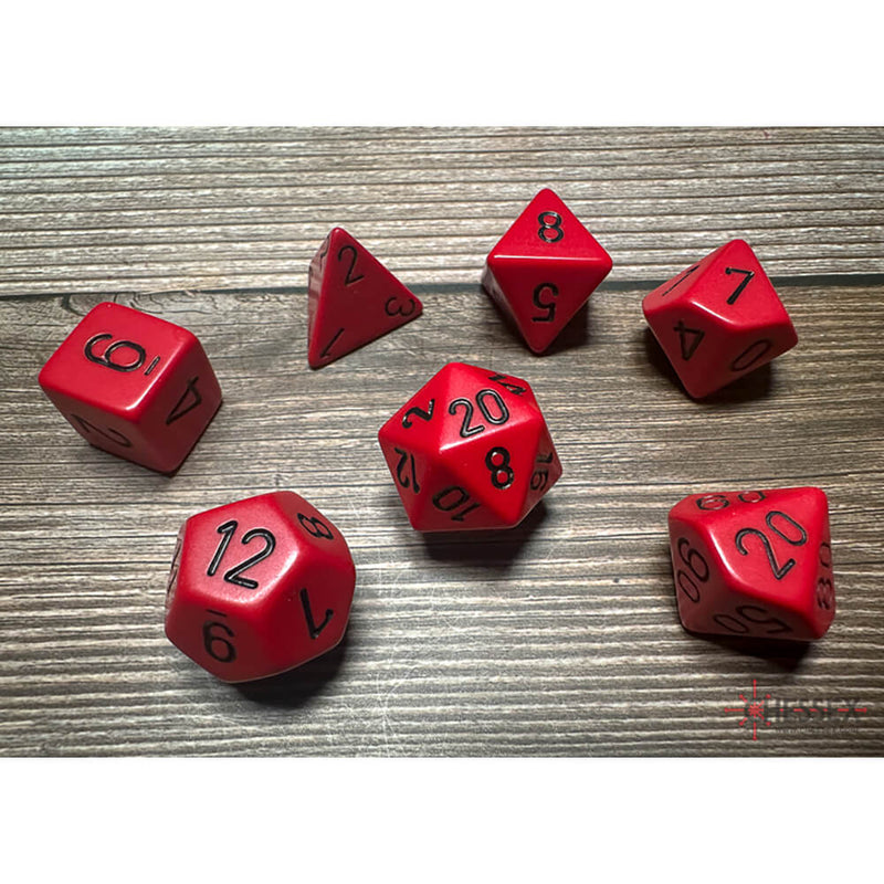 Dice 7-set Opaque (16mm) 25414 Red / Black