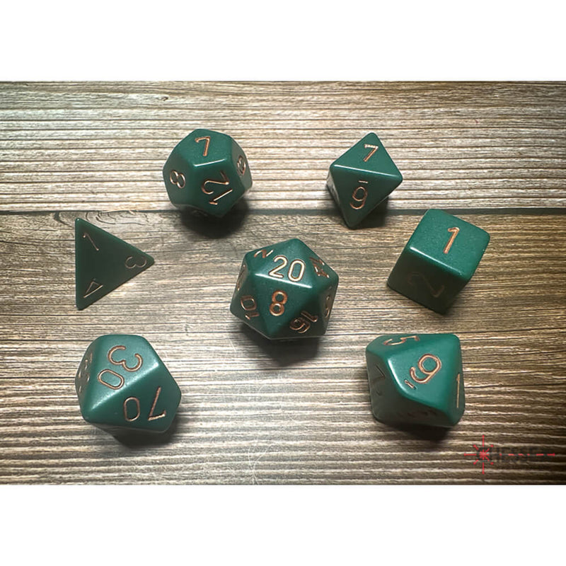 Dice 7-set Opaque (16mm) 25415 Dusty Green / Copper