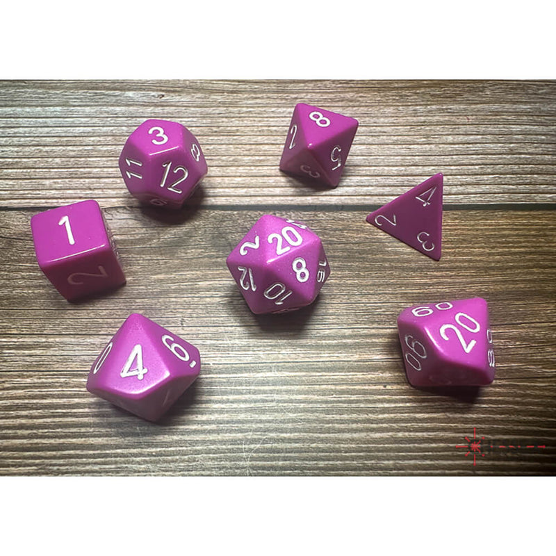 Dice 7-set Opaque (16mm) 25427 Light Purple / White