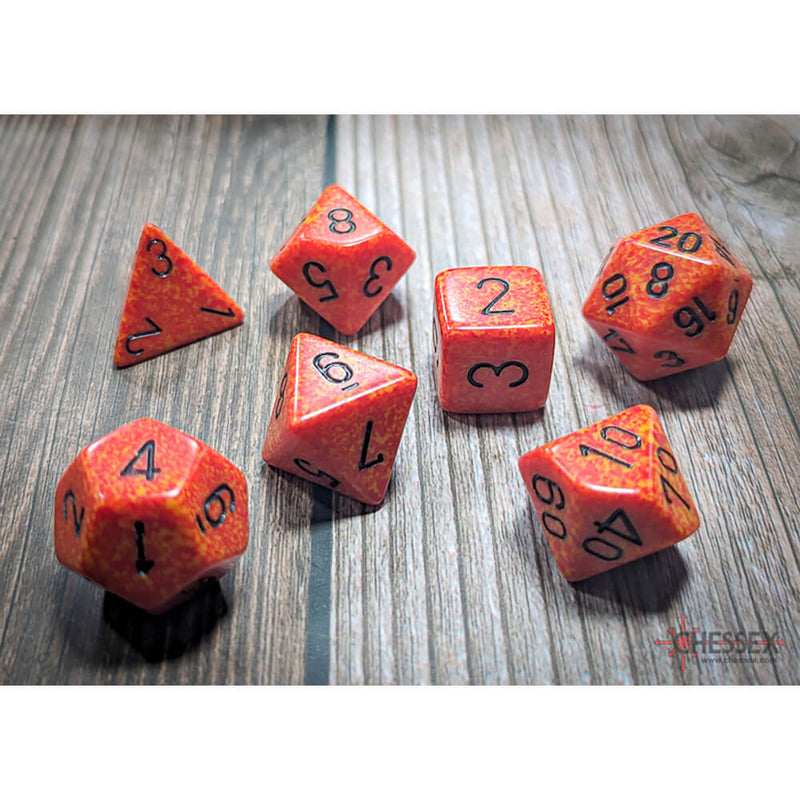 Dice 7-set Speckled (16mm) 25303 Fire