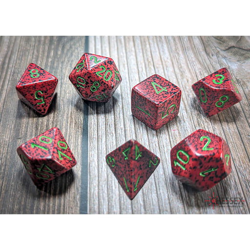 Dice 7-set Speckled (16mm) 25304 Strawberry