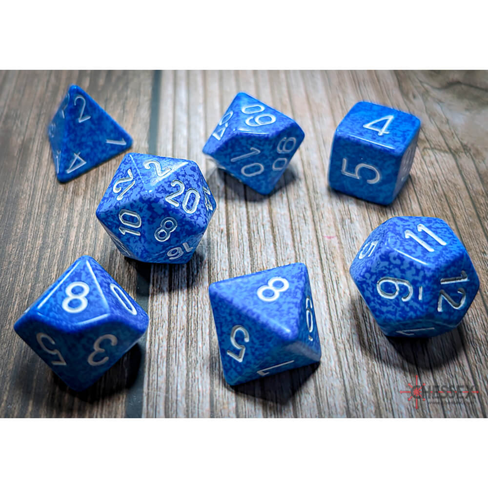 Dice 7-set Speckled (16mm) 25306 Water