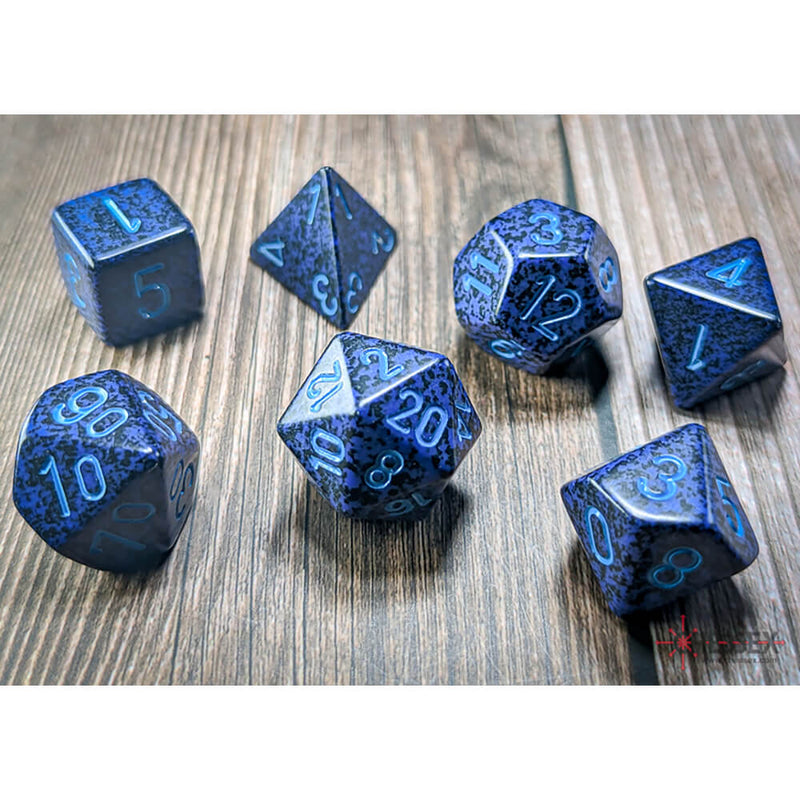 Dice 7-set Speckled (16mm) 25307 Cobalt