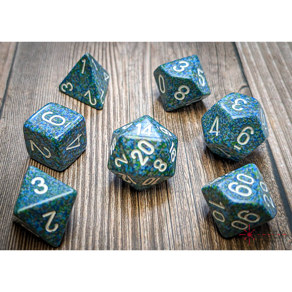 Dice 7-set Speckled (16mm) 25316 Sea