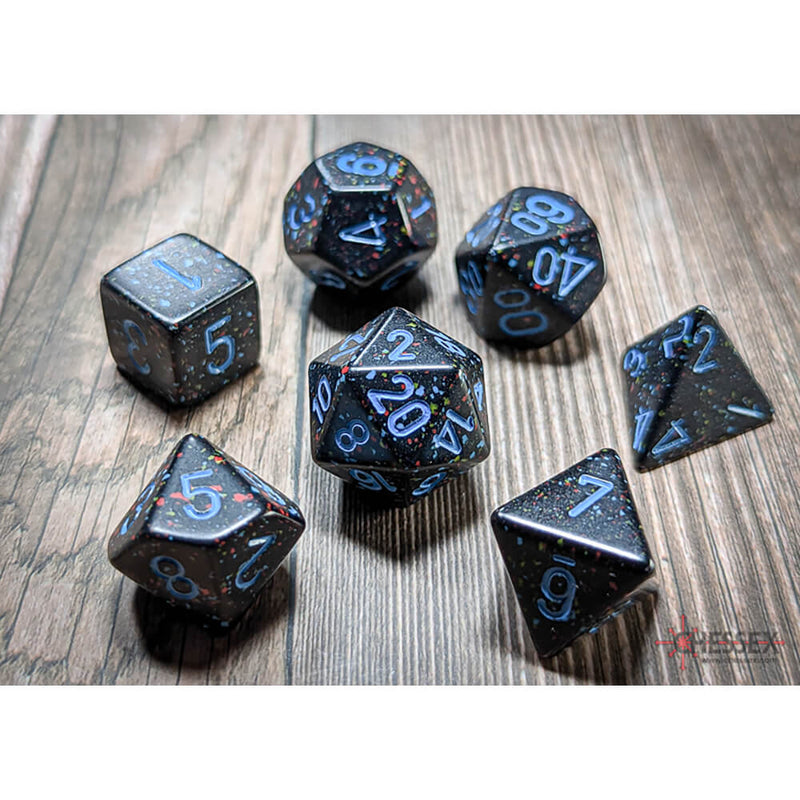 Dice 7-set Speckled (16mm) 25338 Blue Stars