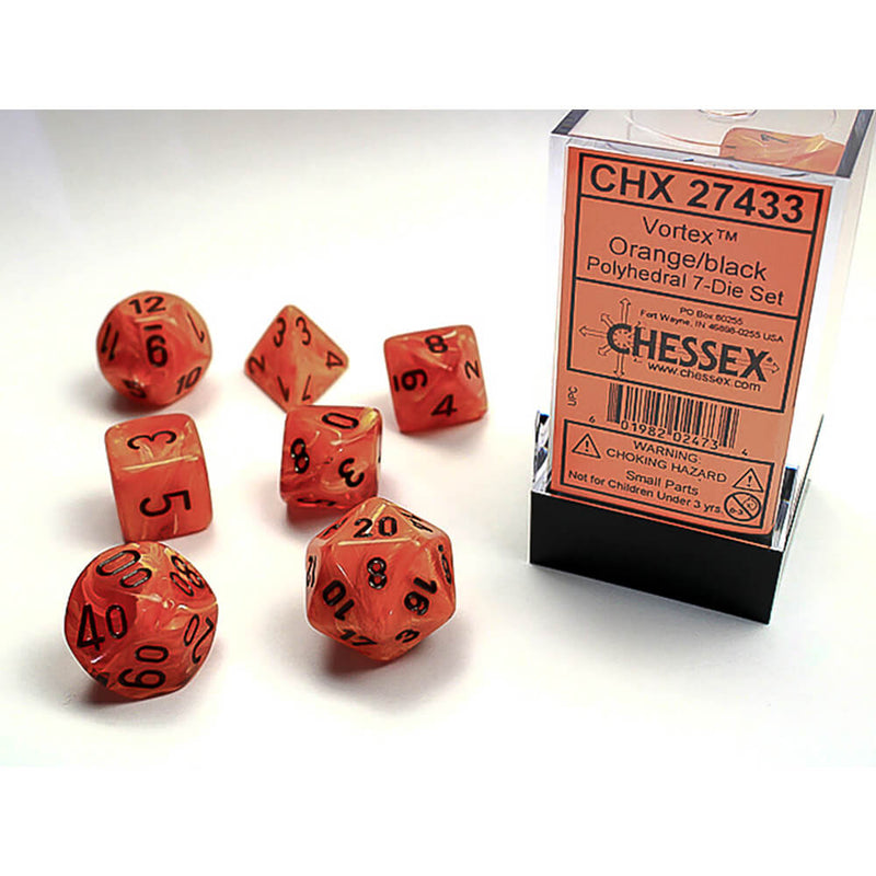 Dice 7-set Vortex (16mm) 27433 Orange / Black