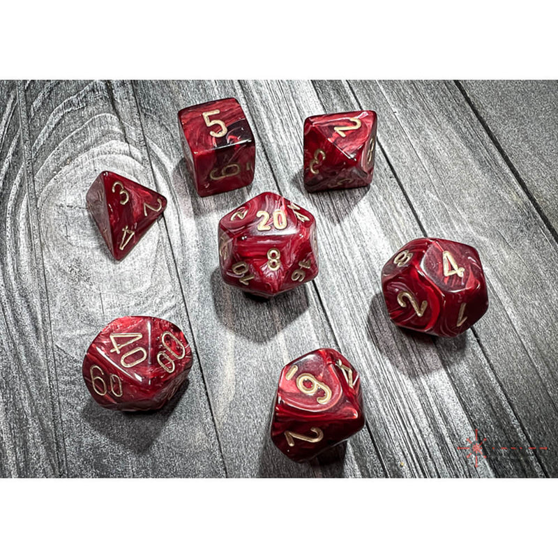 Dice 7-set Vortex (16mm) 27434 Burgundy / Gold