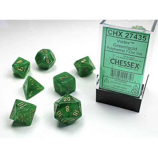 Dice 7-set Vortex (16mm) 27435 Green / Gold