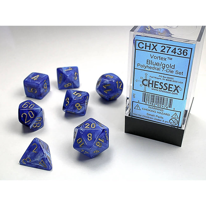 Dice 7-set Vortex (16mm) 27436 Blue / Gold