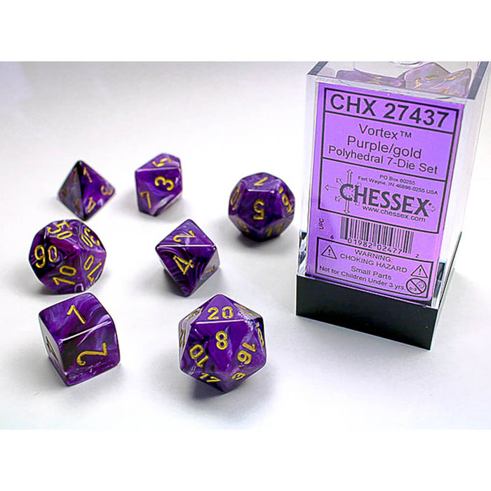 Dice 7-set Vortex (16mm) 27437 Purple / Gold