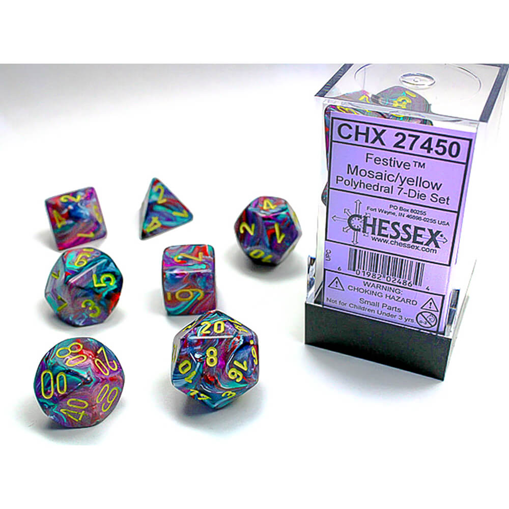 Dice 7-set Festive (16mm) 27450 Mosaic / Yellow